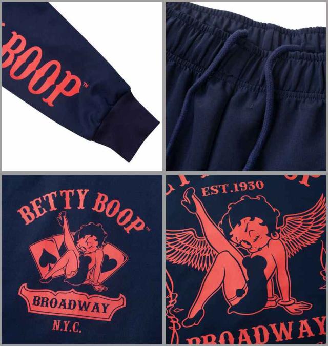 大きいサイズ BETTY BOOP プリント ジャージ 上下セット ネイビー 3L 4L 5L 6L/1278-4632-1-168
