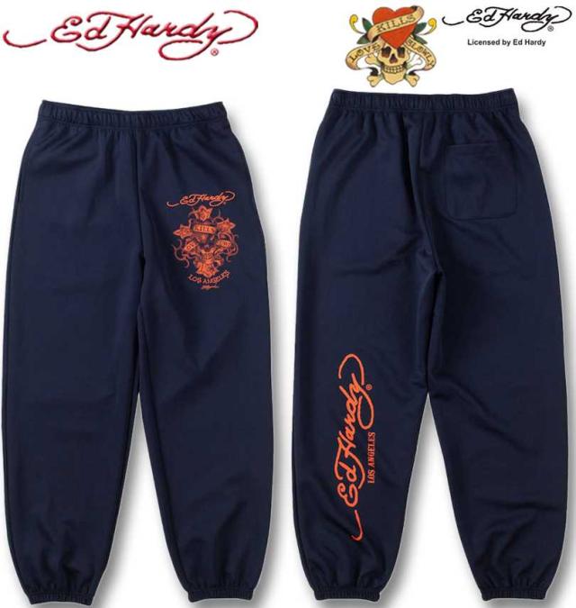 大きいサイズ Ed Hardy プリント ジャージ 上下セット ネイビー 3L 4L 5L 6L/1278-4643-1-168