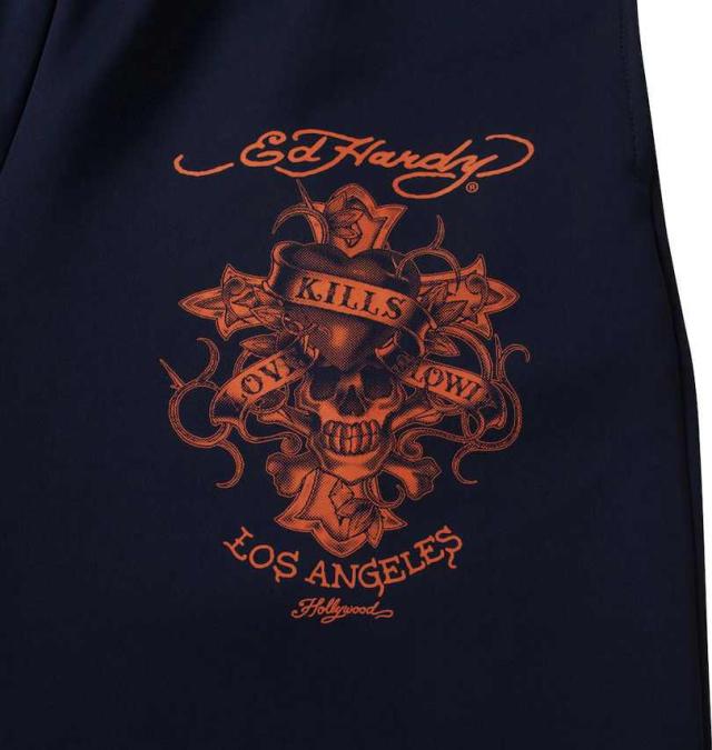 大きいサイズ Ed Hardy プリント ジャージ 上下セット ネイビー 3L 4L 5L 6L/1278-4643-1-168