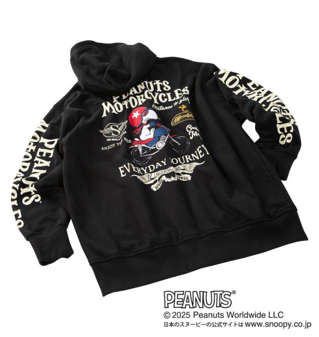 大きいサイズ FLAGSTAFF×PEANUTS スヌーピー コラボ フルジップ パーカー ブラック 3L 4L 5L 6L 8L/1278-5306-2-168