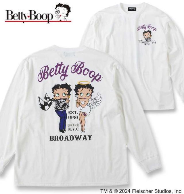 大きいサイズ BETTY BOOP 天竺 プリント 長袖 Tシャツ オフホワイト 3L 4L 5L 6L/1278-4630-1-69の通販は