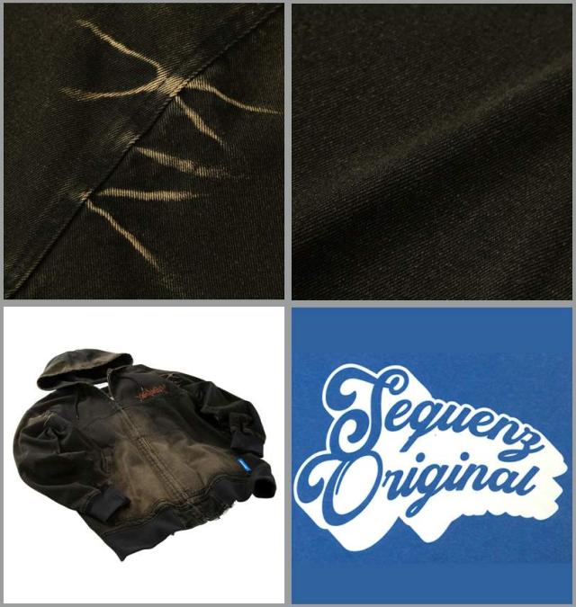 大きいサイズ SEQUENZ ウォッシュド デニム フルジップ パーカー ブラック 3L 4L 5L 6L/1258-5386-2-170