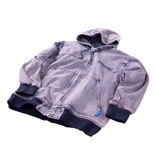 大きいサイズ SEQUENZ ウォッシュド デニム フルジップ パーカー ローズ 3L 4L 5L 6L/1258-5386-3-170
