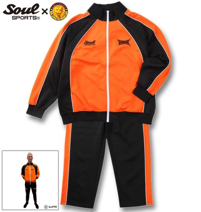 大きいサイズ SOUL SPORTS×新日本プロレス TMDK 長袖 ジャージ 上下セット オレンジ×ブラック 3L 4L 5L 6L/1276-5103-1-170の通販は