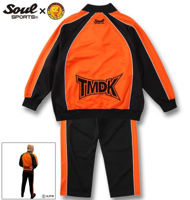 大きいサイズ SOUL SPORTS×新日本プロレス TMDK 長袖 ジャージ 上下セット オレンジ×ブラック 3L 4L 5L 6L/1276-5103-1-170