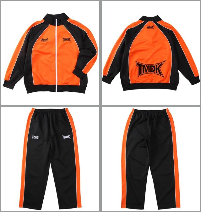 大きいサイズ SOUL SPORTS×新日本プロレス TMDK 長袖 ジャージ 上下セット オレンジ×ブラック 3L 4L 5L 6L/1276-5103-1-170