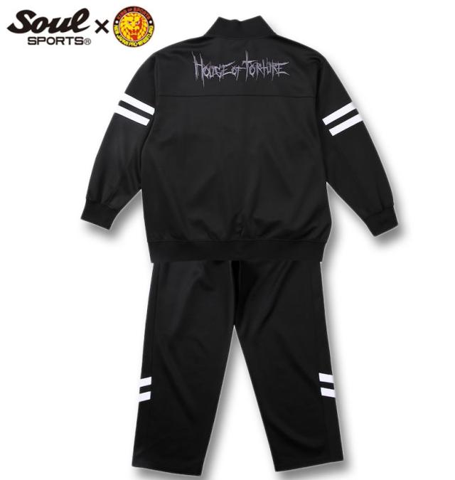 大きいサイズ SOUL SPORTS×新日本プロレス HOUSE OF TORTURE 長袖 ジャージ 上下セット ブラック 3L 4L 5L 6L/1276-5104-1-170