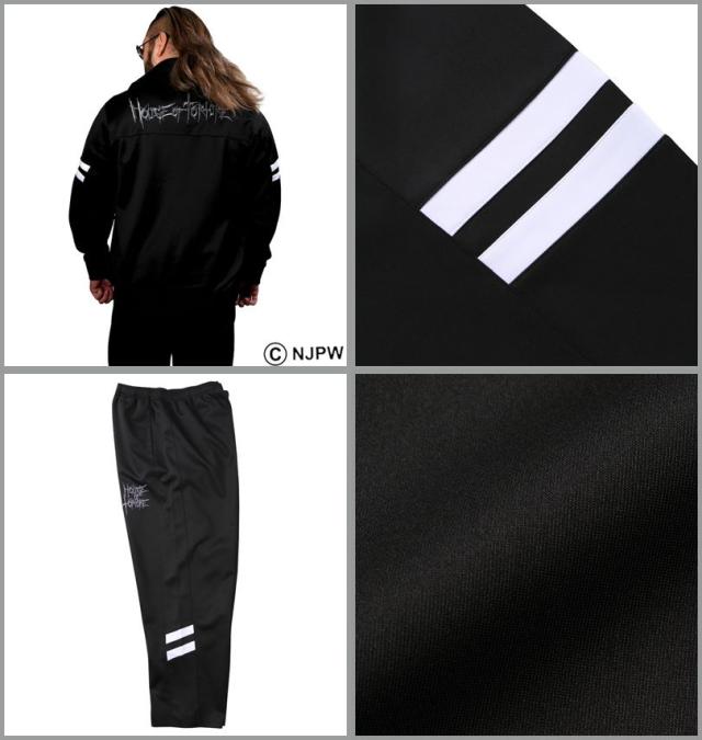 大きいサイズ SOUL SPORTS×新日本プロレス HOUSE OF TORTURE 長袖 ジャージ 上下セット ブラック 3L 4L 5L 6L/1276-5104-1-170