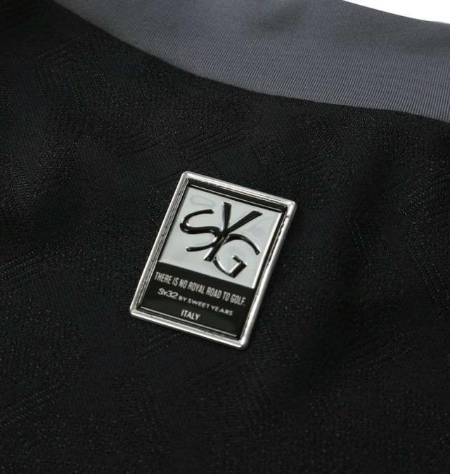 大きいサイズ SY32 by SWEET YEARS ゴルフ サイドメッシュ オリジナルジャガード 半袖 モックネックシャツ ブラック 3L 4L 5L 6L/1278-5216-2-170