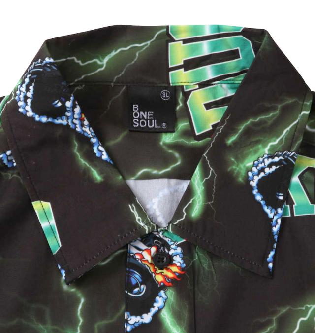 大きいサイズ b-one-soul DUCK DUDEサンダー半袖シャツ グリーン 3L 4L 5L 6L/1257-2200-1-75