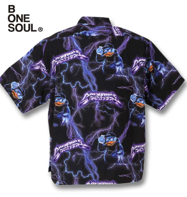 大きいサイズ b-one-soul DUCK DUDEサンダー半袖シャツ パープル 3L 4L 5L 6L/1257-2200-2-75