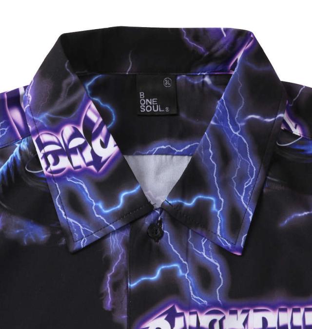 大きいサイズ b-one-soul DUCK DUDEサンダー半袖シャツ パープル 3L 4L 5L 6L/1257-2200-2-75