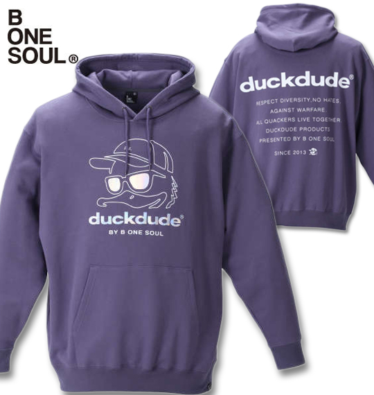 大きいサイズ b-one-soul DUCK DUDEプルパーカー グレイッシュパープル 3L 4L 5L 6L/1258-1602-1-75