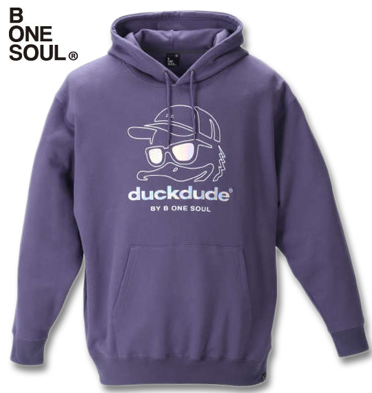 大きいサイズ b-one-soul DUCK DUDEプルパーカー グレイッシュパープル 3L 4L 5L 6L/1258-1602-1-75