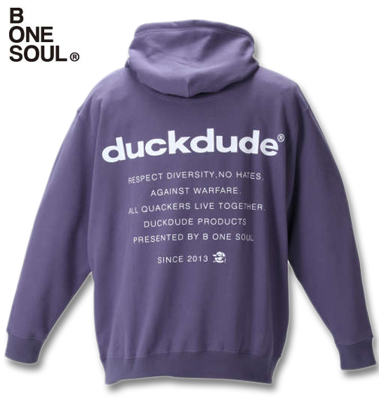 大きいサイズ b-one-soul DUCK DUDEプルパーカー グレイッシュパープル 3L 4L 5L 6L/1258-1602-1-75