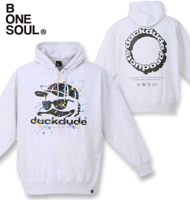大きいサイズ b-one-soul DUCK DUDE スプラッシュ プルパーカー オートミール 3L 4L 5L 6L/1258-3326-1-75