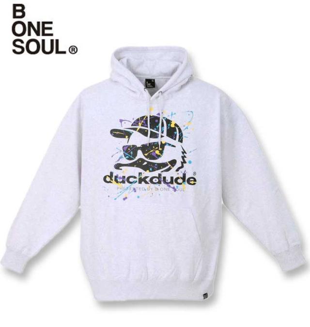 大きいサイズ b-one-soul DUCK DUDE スプラッシュ プルパーカー オートミール 3L 4L 5L 6L/1258-3326-1-75