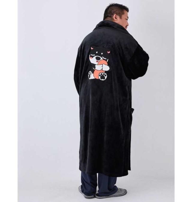 大きいサイズ 黒柴印和んこ堂 ぼあもこ スタンド衿 着る毛布 ブラック 3L 5L/1258-4354-2-75