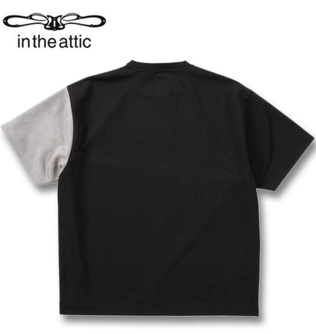 大きいサイズ in the attic スエード 切替 半袖 Tシャツ ブラック 3L 4L 5L 6L/1258-5221-2-75
