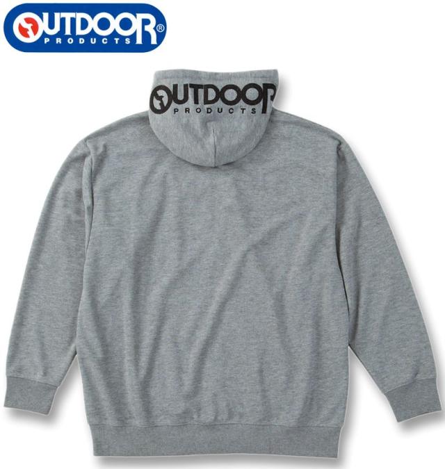 大きいサイズ OUTDOOR PRODUCTS 綿タッチ エステル ダンボール フルジップ パーカー グレー 7L 8L/1258-5311-1-75