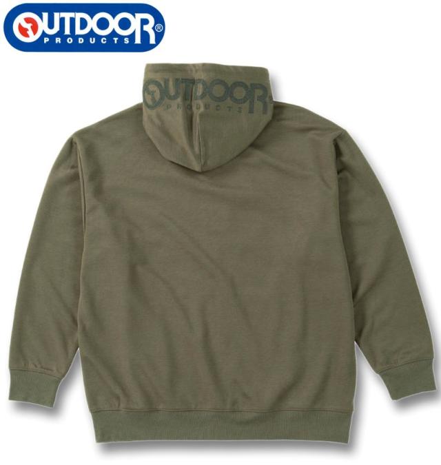 大きいサイズ OUTDOOR PRODUCTS 綿タッチ エステル ダンボール フルジップ パーカー カーキ 7L 8L/1258-5311-3-75