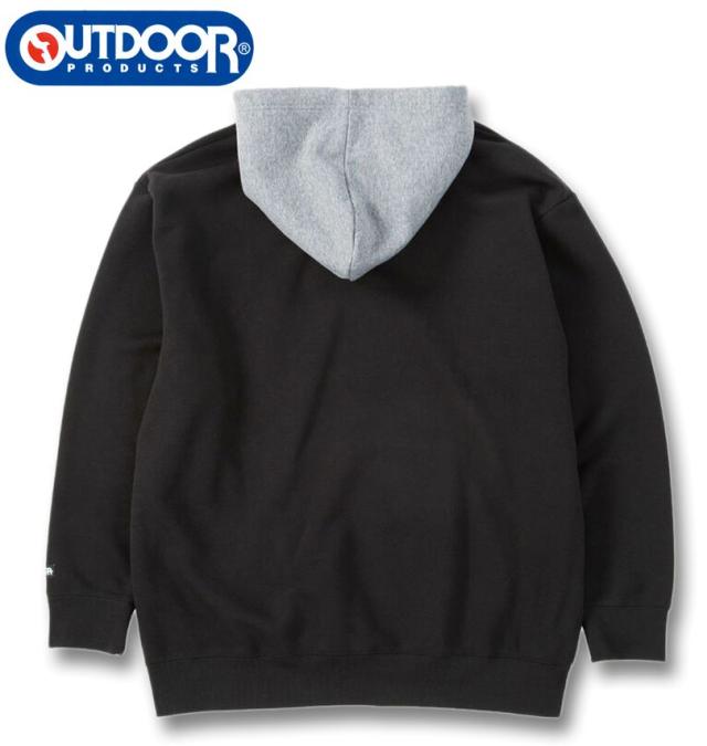 大きいサイズ OUTDOOR PRODUCTS 裏起毛 プルパーカー ブラック 8L/1258-5313-2-75