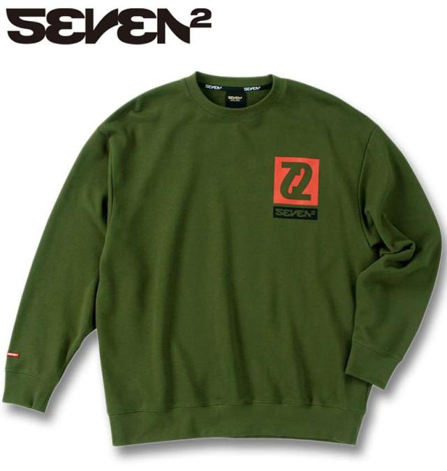 大きいサイズ SEVEN2 裏毛 クルー スウェット トレーナー カーキ 3L 4L 5L 6L 8L/1268-4301-1-75