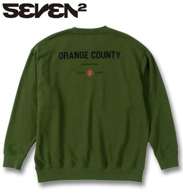 大きいサイズ SEVEN2 裏毛 クルー スウェット トレーナー カーキ 3L 4L 5L 6L 8L/1268-4301-1-75