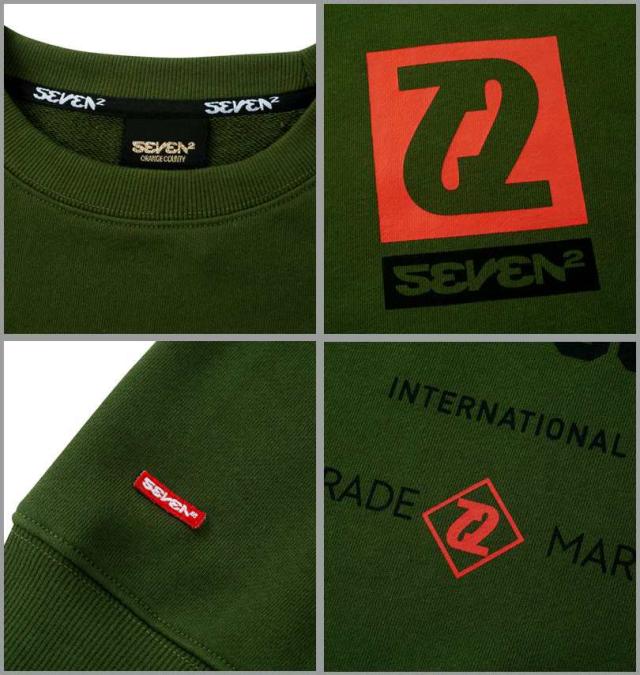 大きいサイズ SEVEN2 裏毛 クルー スウェット トレーナー カーキ 3L 4L 5L 6L 8L/1268-4301-1-75