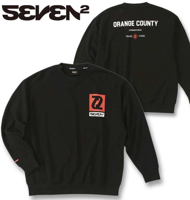 大きいサイズ SEVEN2 裏毛 クルー スウェット トレーナー ブラック 3L 4L 5L 6L 8L/1268-4301-2-75