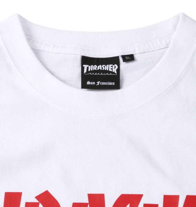 大きいサイズ THRASHER OLD OVAL13 長袖Tシャツ ホワイト 3L 4L 5L 6L 8L/1278-3317-1-75