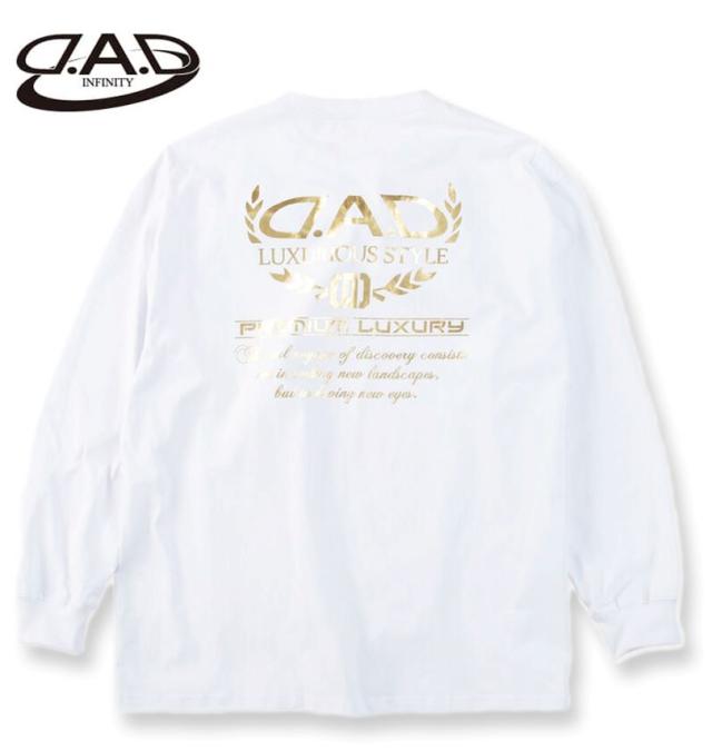 大きいサイズ D.A.D 長袖 Tシャツ ホワイト 3L 4L 5L 6L 7L 8L/1278-5660-1-75