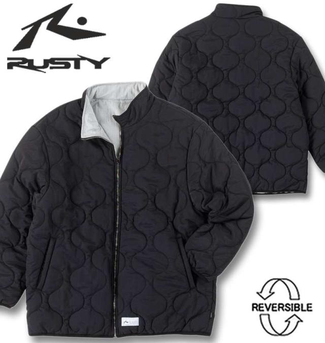 大きいサイズ RUSTY 撥水 リバーシブル ジャケット ブラック×グレー 3L 4L 5L 6L/1273-4330-2-178