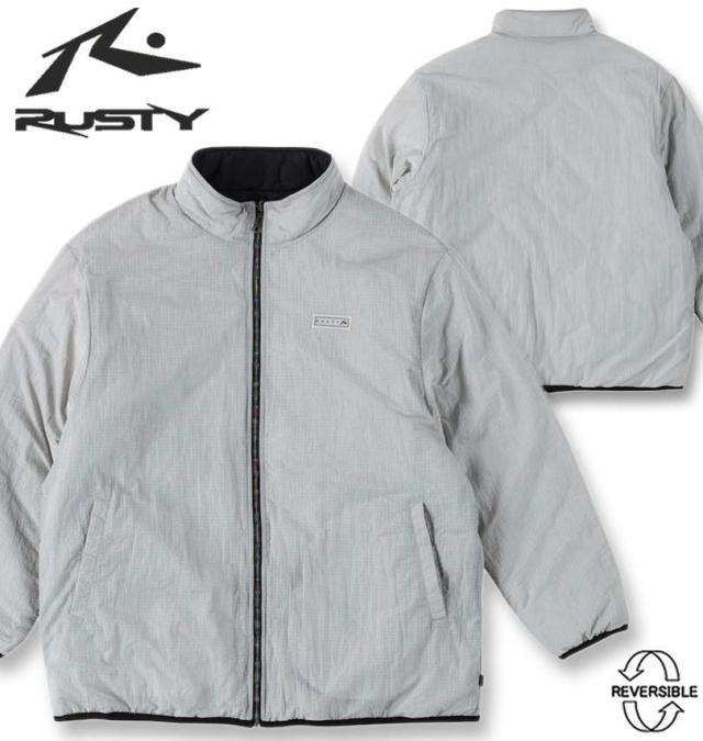 大きいサイズ RUSTY 撥水 リバーシブル ジャケット ブラック×グレー 3L 4L 5L 6L/1273-4330-2-178