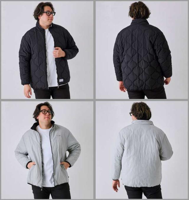 大きいサイズ RUSTY 撥水 リバーシブル ジャケット ブラック×グレー 3L 4L 5L 6L/1273-4330-2-178