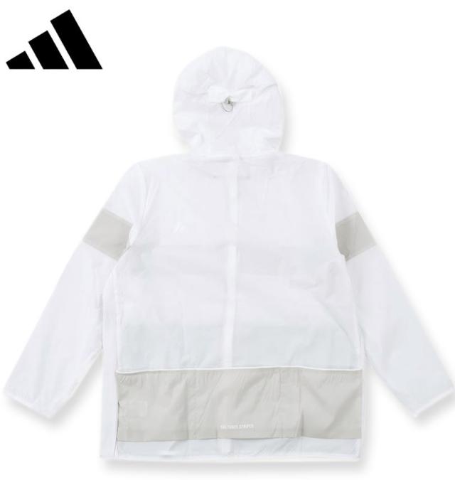 大きいサイズ adidas golf アディダスゴルフ バックポケット付 軽量撥水 フルジップ フーディー ホワイト 4XL 5XL/1273-5250-1-178