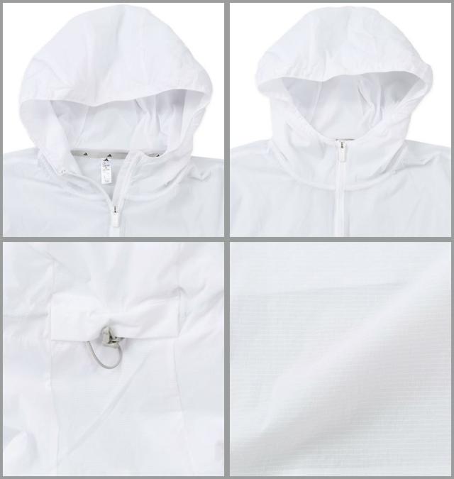 大きいサイズ adidas golf アディダスゴルフ バックポケット付 軽量撥水 フルジップ フーディー ホワイト 4XL 5XL/1273-5250-1-178