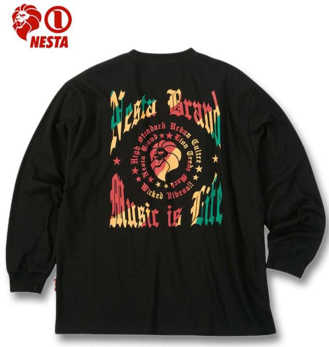 大きいサイズ NESTA BRAND 天竺 長袖 Tシャツ ブラック 3L 4L 5L 6L 8L/1278-5355-2-78