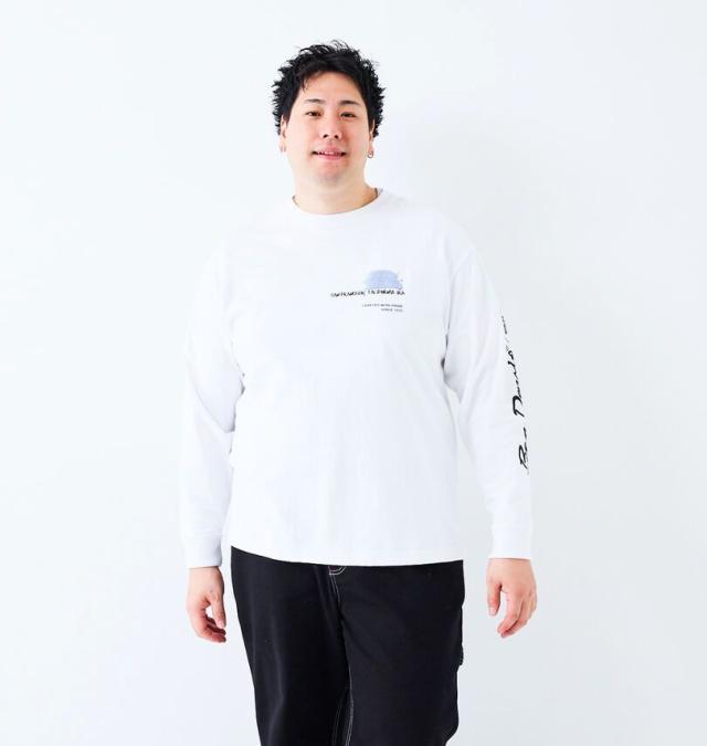 大きいサイズ BEN DAVIS バブルプリント 長袖 Tシャツ ホワイト 3L 4L 5L 6L/1278-5611-1-78