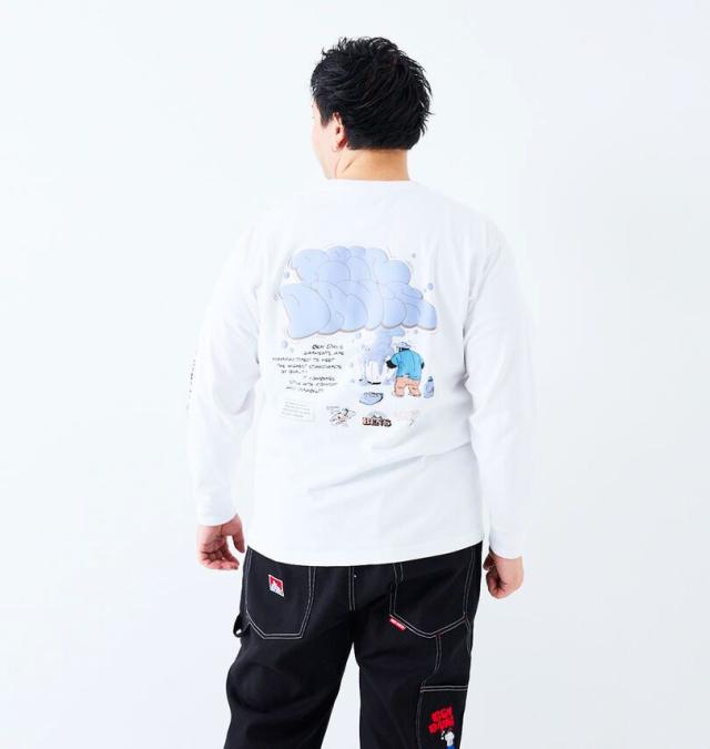 大きいサイズ BEN DAVIS バブルプリント 長袖 Tシャツ ホワイト 3L 4L 5L 6L/1278-5611-1-78