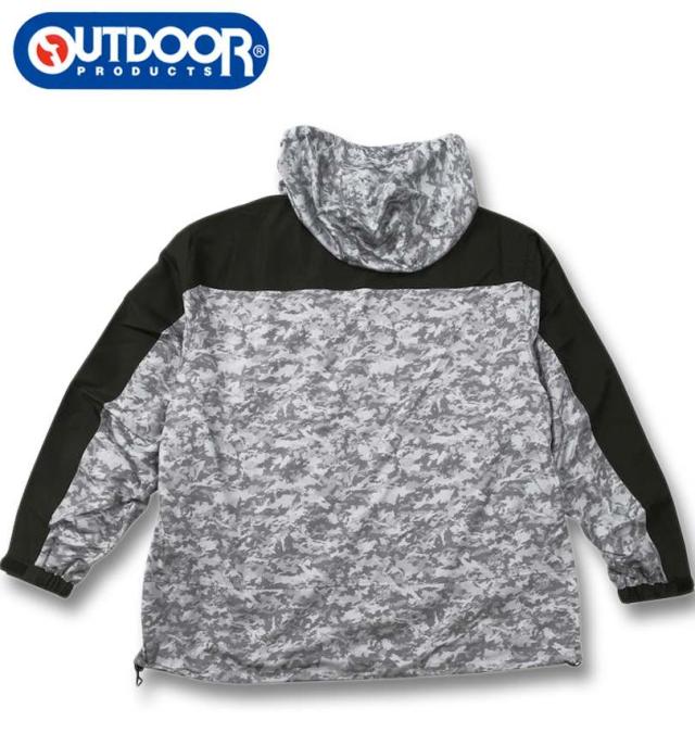 大きいサイズ OUTDOOR PRODUCTS フルダルタフタ 裏フィルム+裏メッシュ ジャケット グレーカモ 3L 4L 5L 6L/1253-4300-1-79