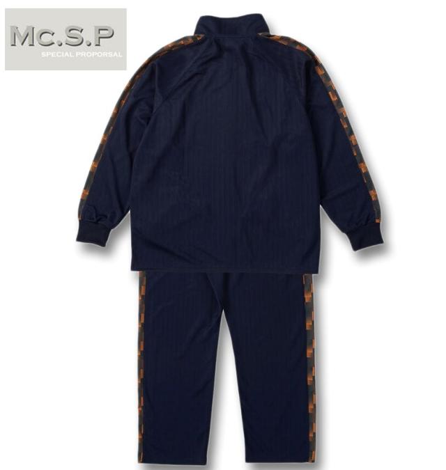 大きいサイズ Mc.S.P ハーフトーンドット 切替 ジャージ 上下セット ネイビー×オレンジ 3L 4L 5L 6L 8L/1256-5300-1-79