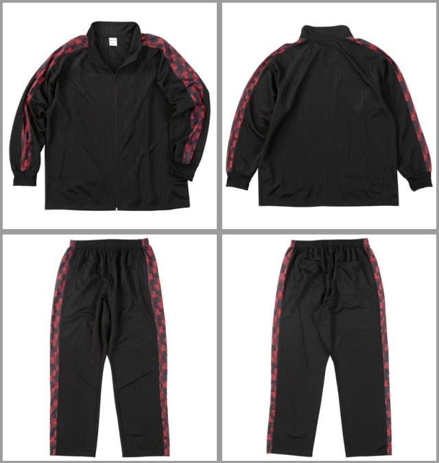 大きいサイズ Mc.S.P ハーフトーンドット 切替 ジャージ 上下セット ブラック×レッド 3L 4L 5L 6L 8L/1256-5300-3-79