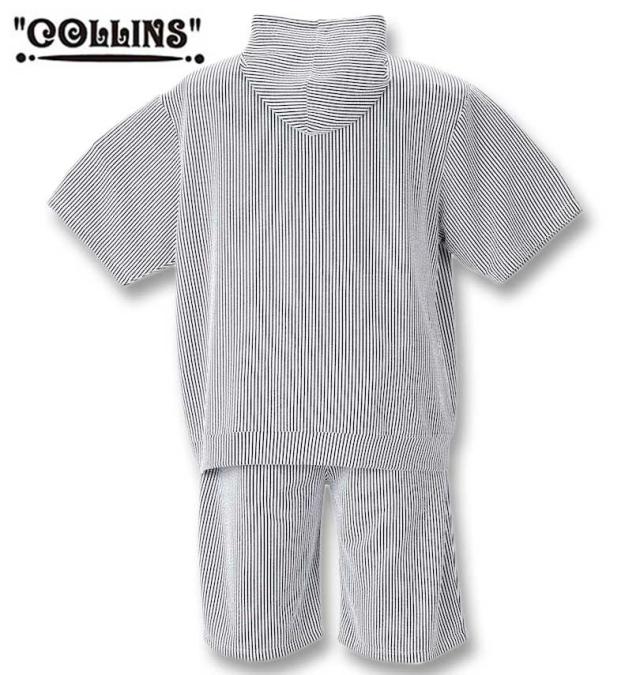 COLLINSカットシアサッカー半袖フルジップパーカー+ハーフパンツ mxh0 ブラック 【COLLINS】カットシアサッカー半袖フルジップパーカー