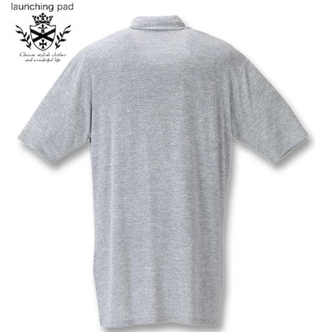 大きいサイズ launching pad 甘編み 杢天竺 五分袖 コーディガン+半袖Tシャツ ライトグレー杢×ブラック 3L 4L 5L 6L/1258-4253-1-79