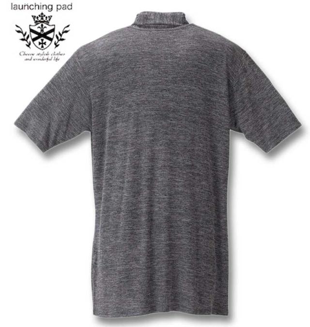 大きいサイズ launching pad 甘編み 杢天竺 五分袖 コーディガン+半袖Tシャツ ブラック杢×ブラック 3L 4L 5L 6L/1258-4253-2-79