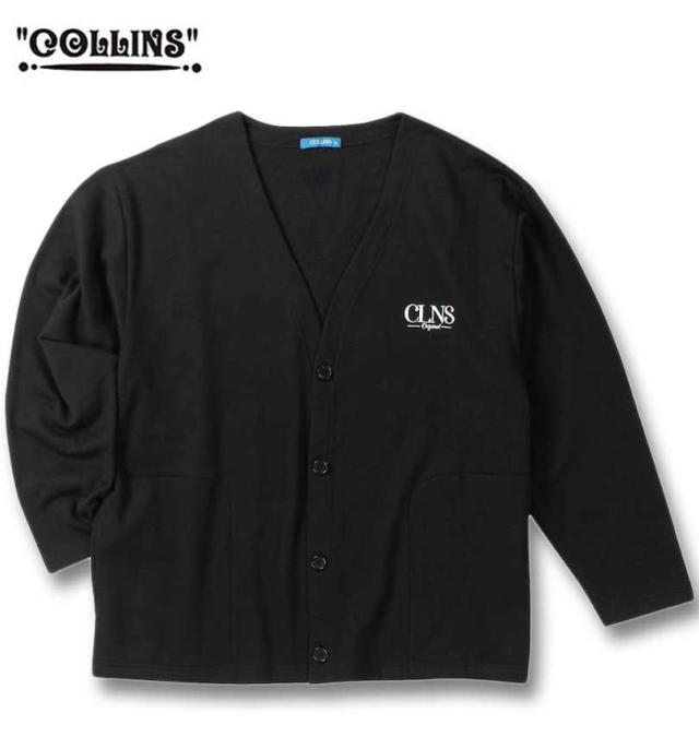 大きいサイズ COLLINS 裏起毛 カーディガン+半袖Tシャツ ブラック×ホワイト 3L 4L 5L 6L 8L/1258-4312-2-79