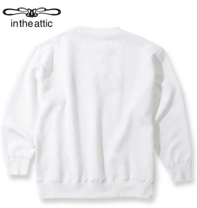 大きいサイズ in the attic ジャガード デニムエンボス加工 トレーナー ホワイト 3L 4L 5L 6L/1258-4371-1-79