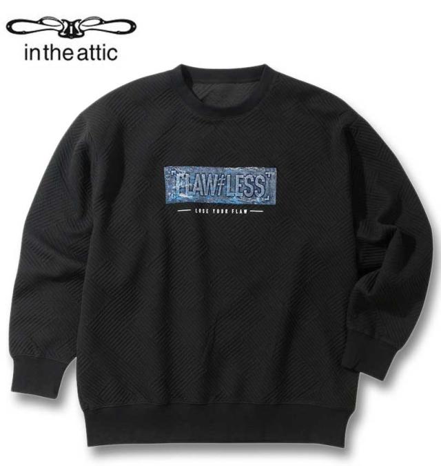 大きいサイズ in the attic ジャガード デニムエンボス加工 トレーナー ブラック 3L 4L 5L 6L/1258-4371-2-79の通販は 8,690円