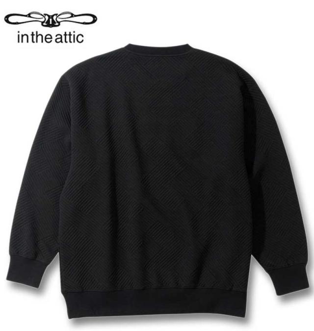 大きいサイズ in the attic ジャガード デニムエンボス加工 トレーナー ブラック 3L 4L 5L 6L/1258-4371-2-79